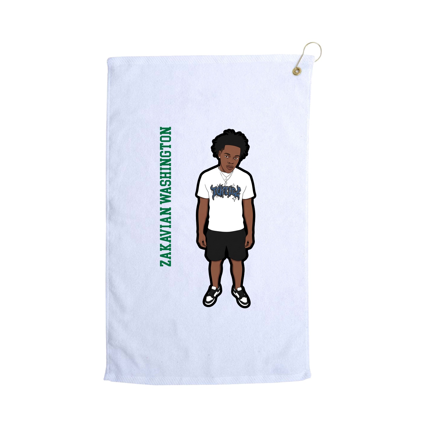 Golf Towel — Name Vertical in White