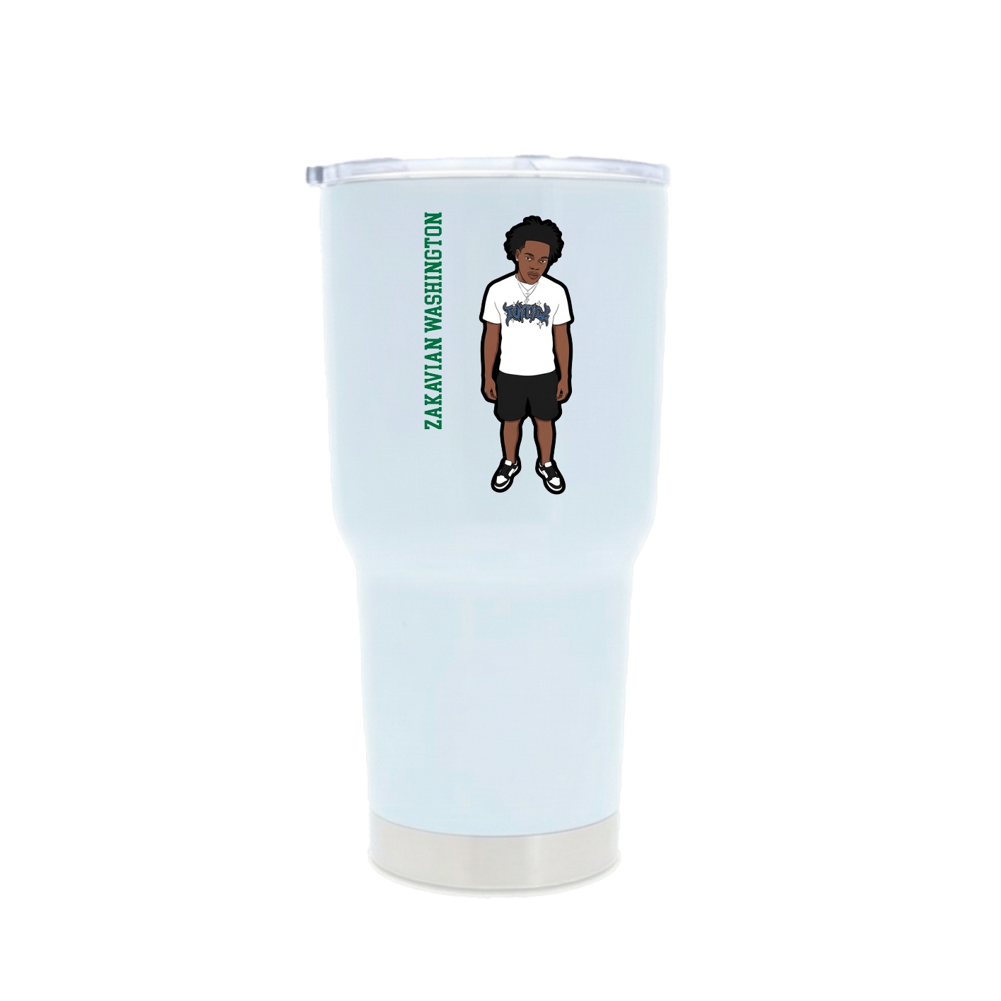 30oz Stainless Steel Tumbler — Name Vertical in White