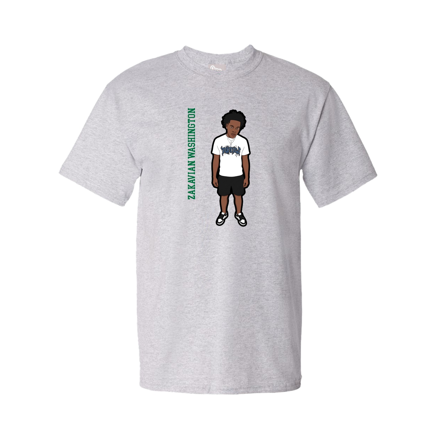 Youth Tee — Name Vertical in Grey