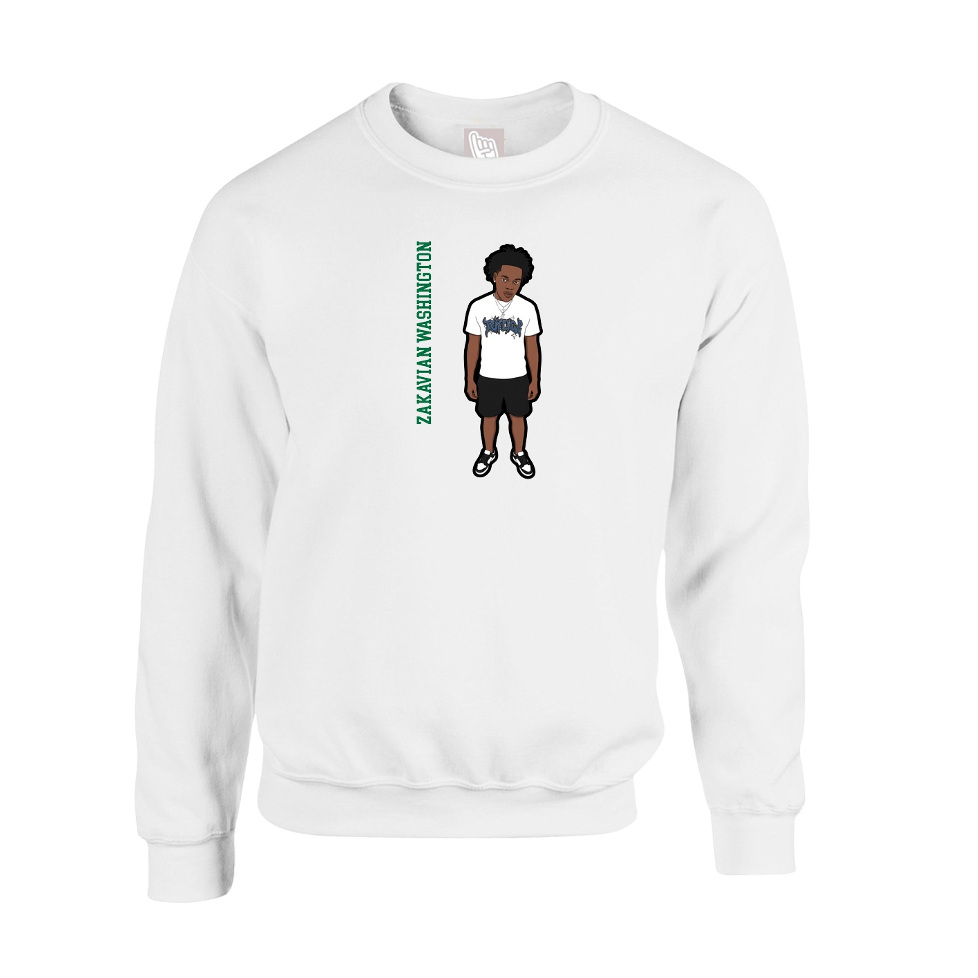 Fleece Crew — Name Vertical in White