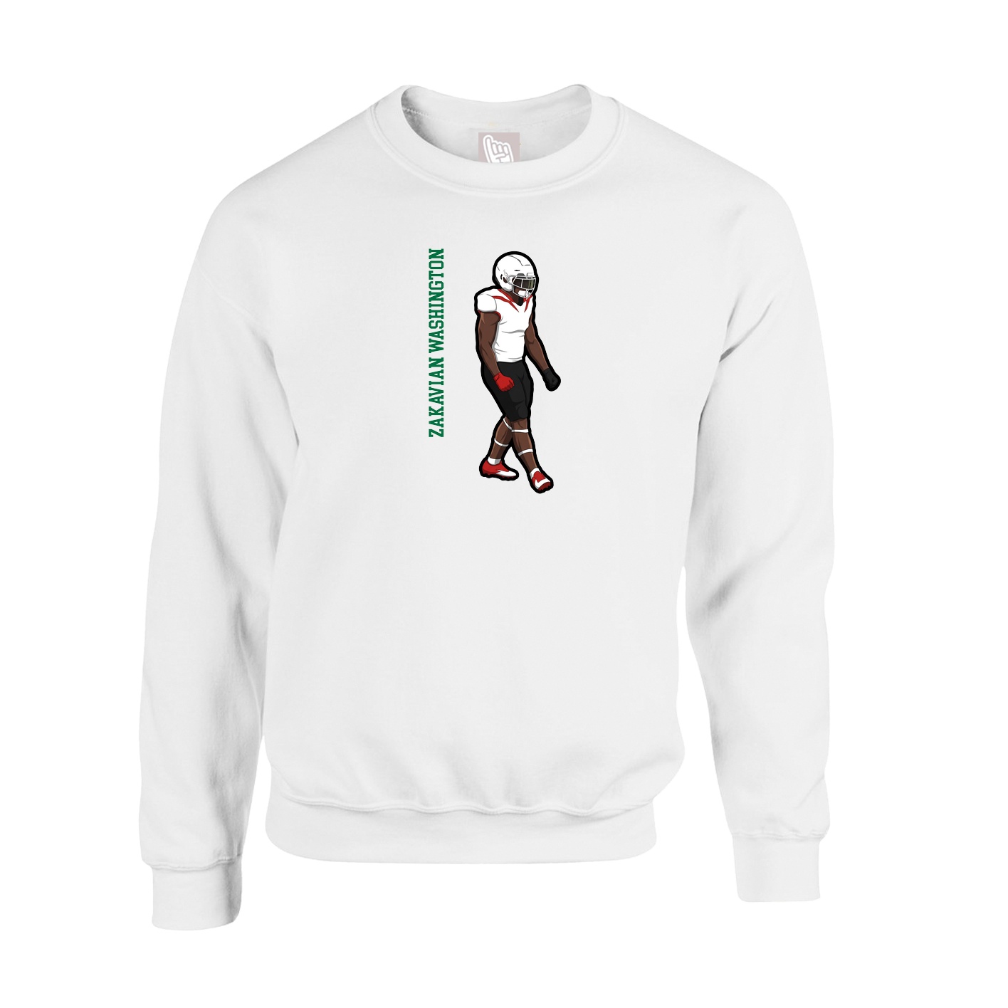 Fleece Crew — Name Vertical in White