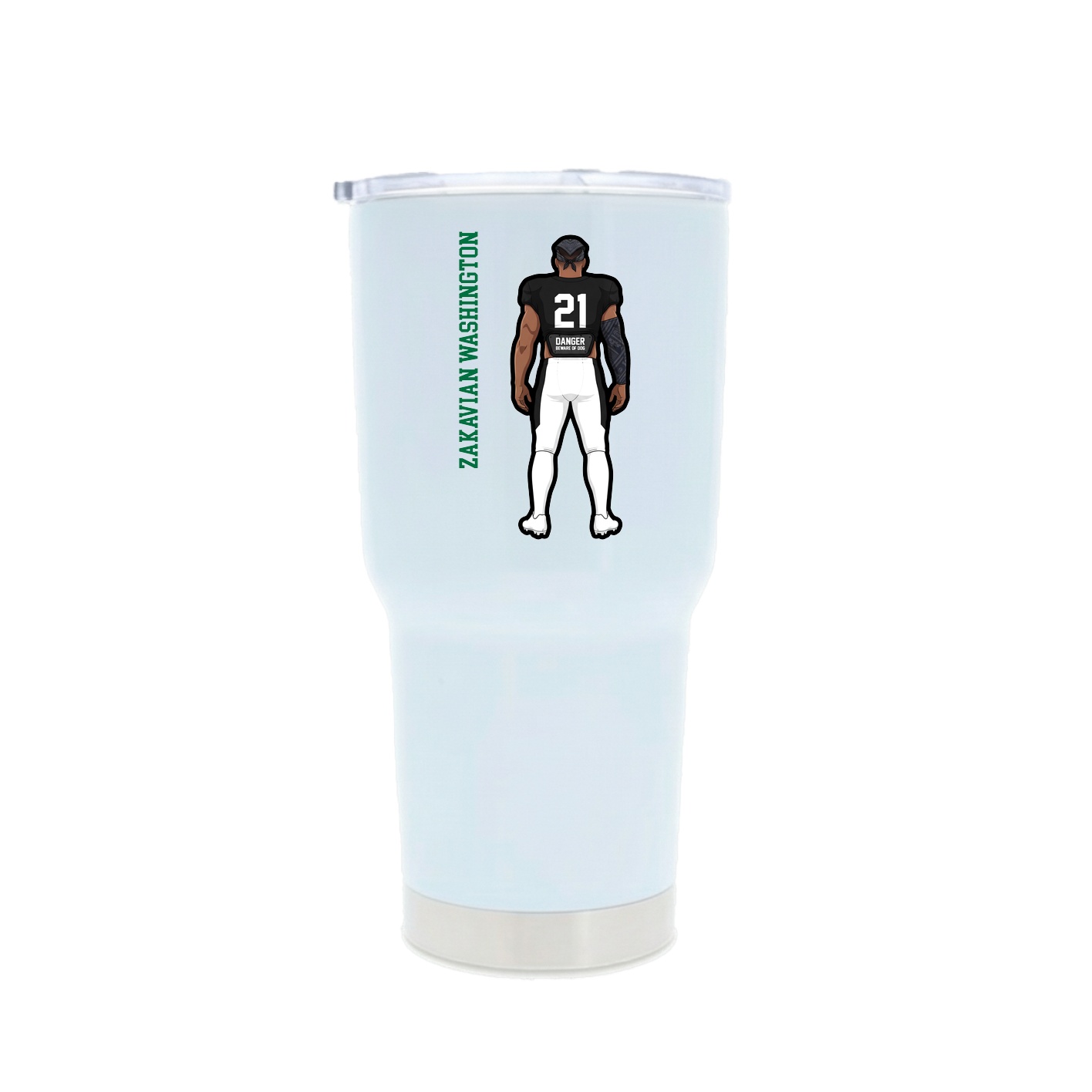 30oz Stainless Steel Tumbler — Name Vertical in White