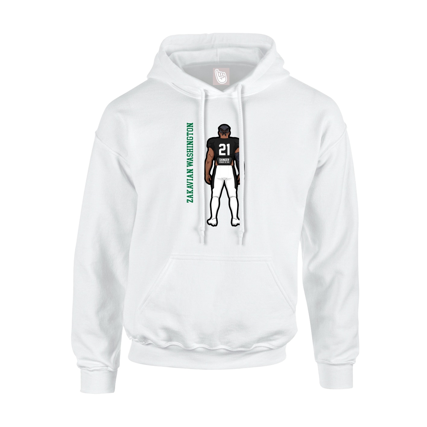 Youth Hoodie — Name Vertical in White