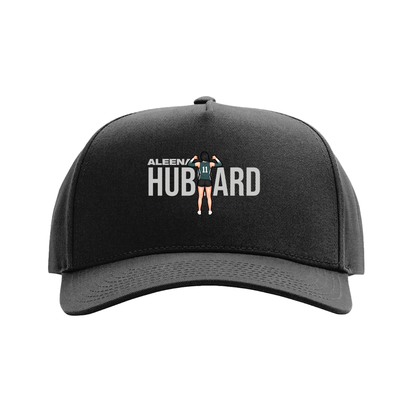 Full Fabric Five-Panel Champ Cap — Player Name in Black