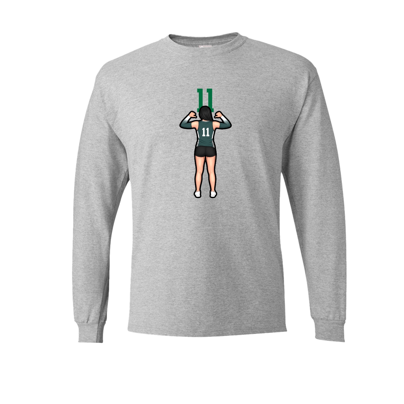 Long Sleeve Tee — Number Top in Grey