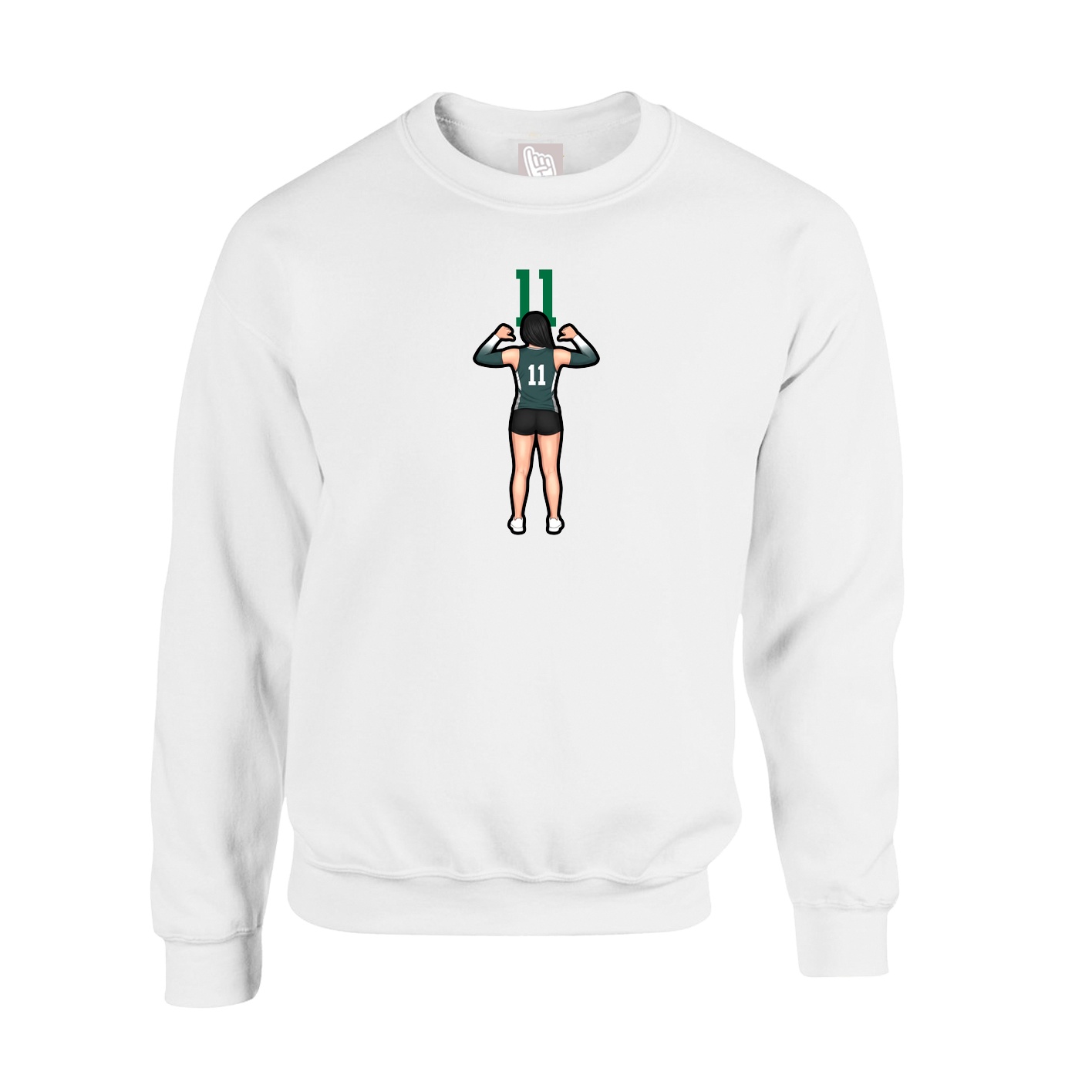 Fleece Crew — Number Top in White