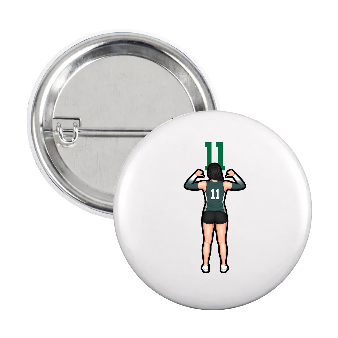 Game Day Button — Number Top in White