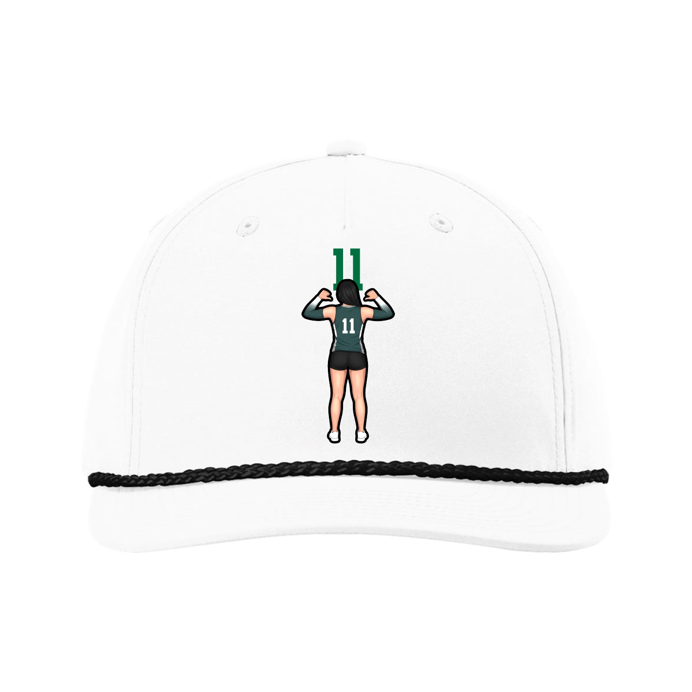 Five-Panel Classic Rope Cap — Number Top in White