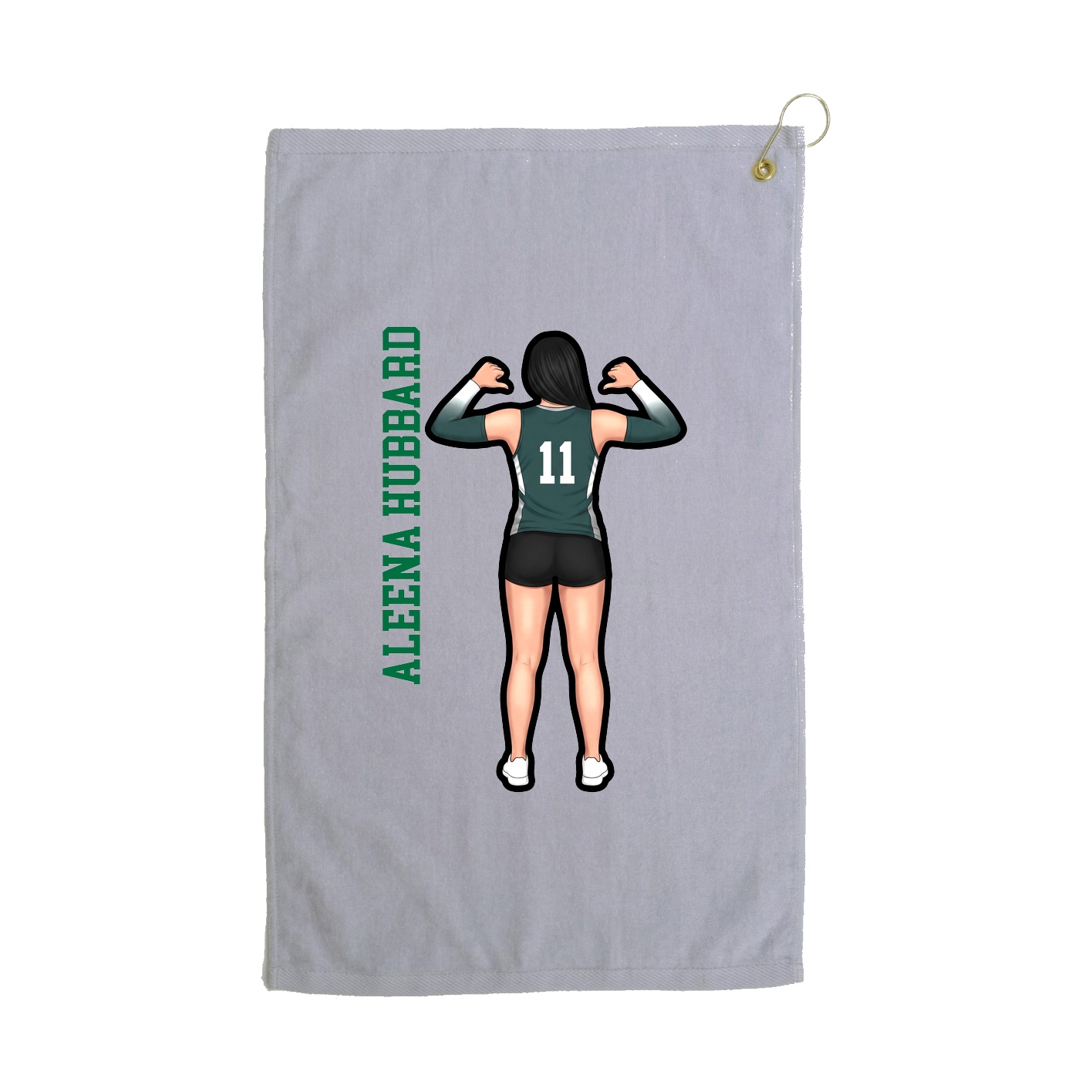 Golf Towel — Name Vertical in Grey