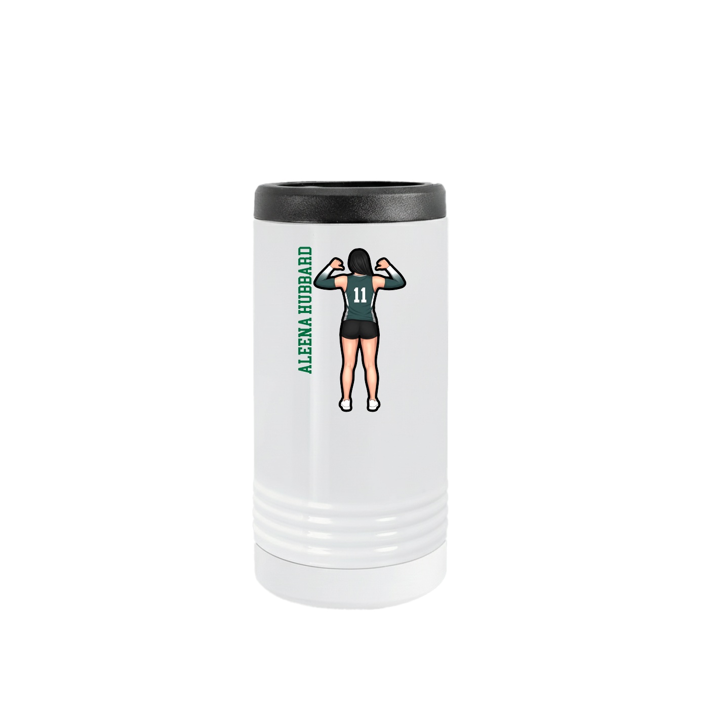 Slim Beverage Holder — Name Vertical in White