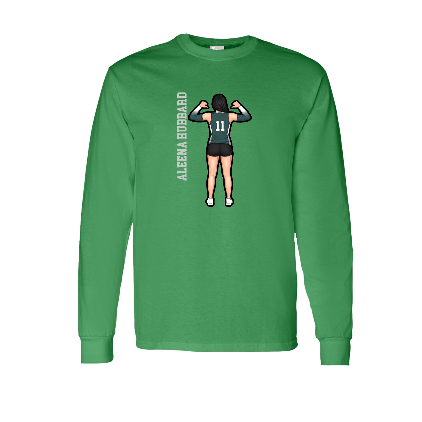 Long Sleeve Tee — Name Vertical in Green