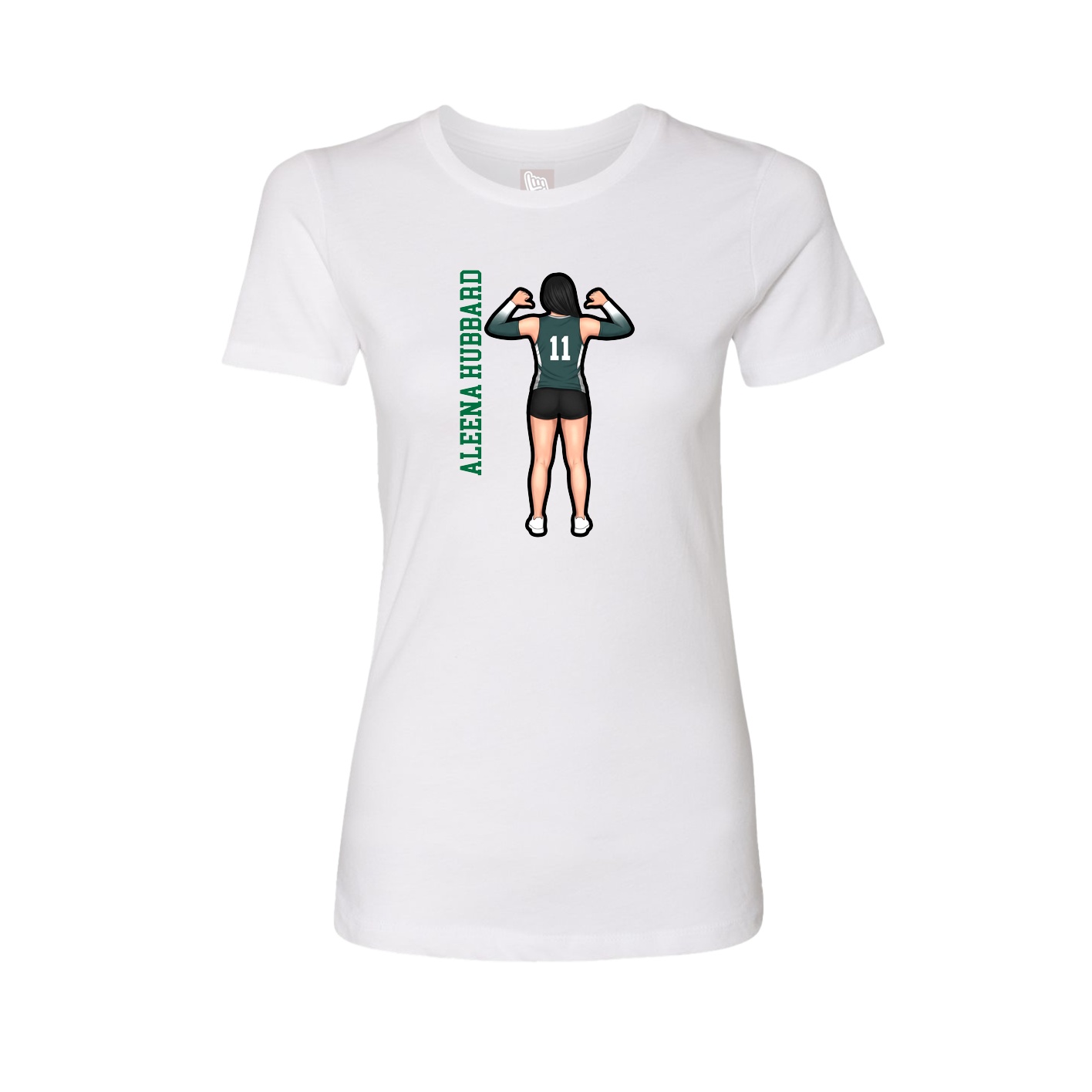Fitted Women's Tee — Name Vertical in White