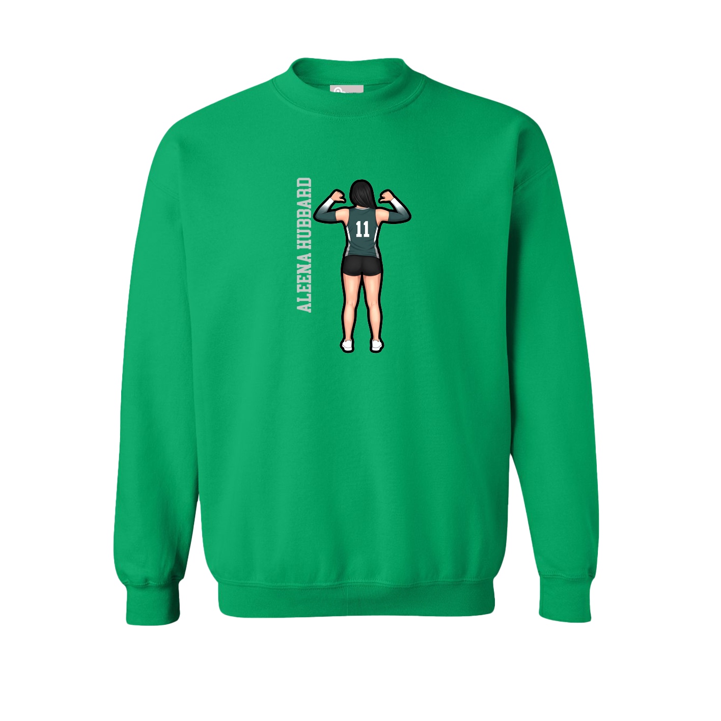 Fleece Crew — Name Vertical in Green
