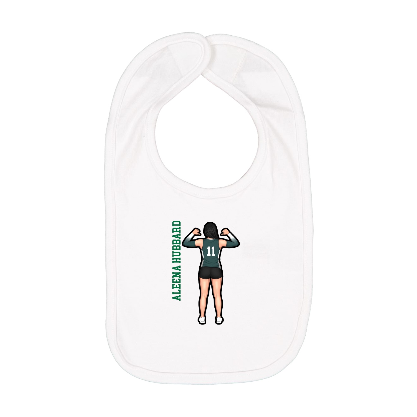 Infant Bib — Name Vertical in White