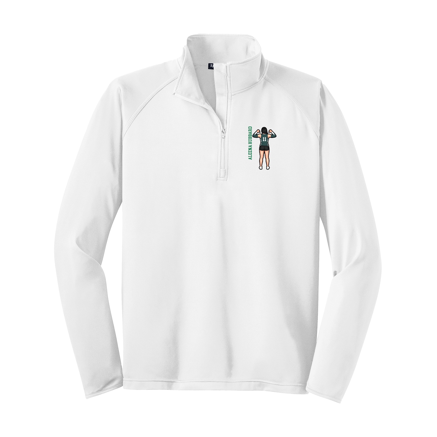 Q-Zip Pullover — Name Vertical in White