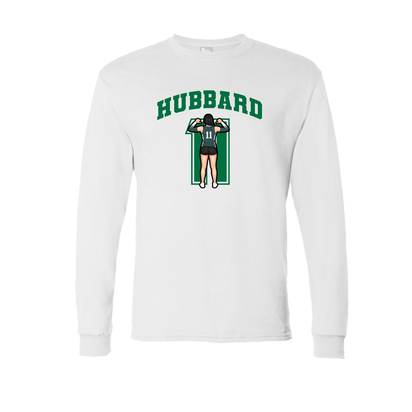 Long Sleeve Tee — Number in White