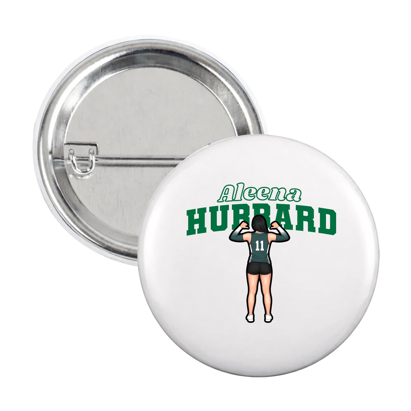 Game Day Button — Name Arch in White