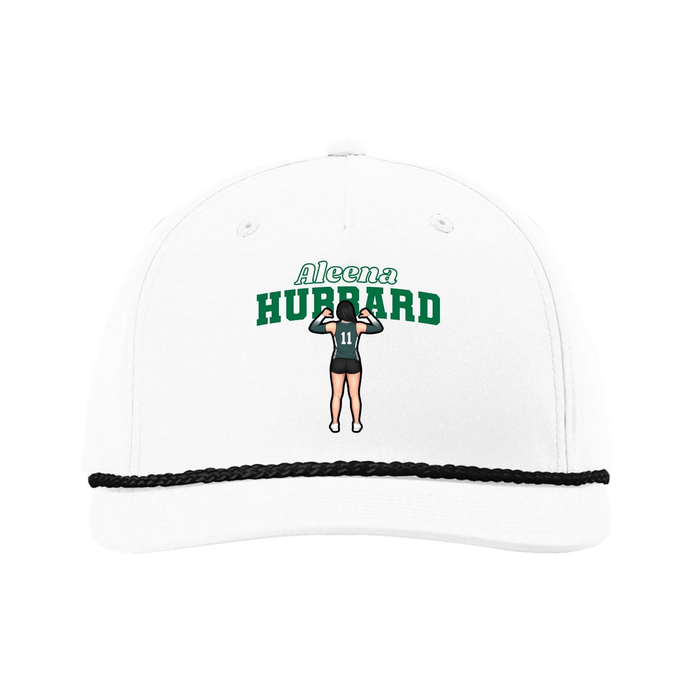 Five-Panel Classic Rope Cap — Name Arch in White