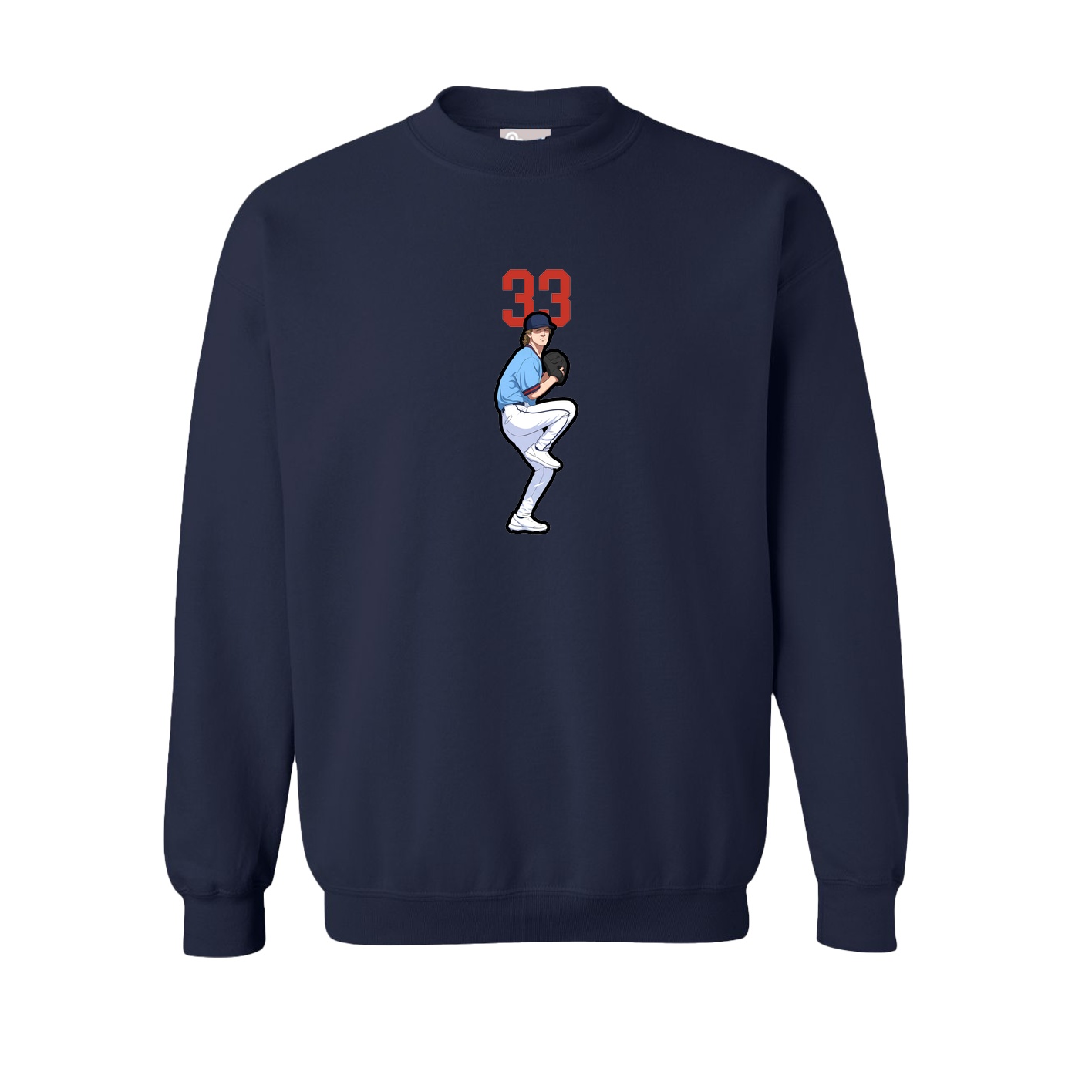 Fleece Crew — Number Top in Navy