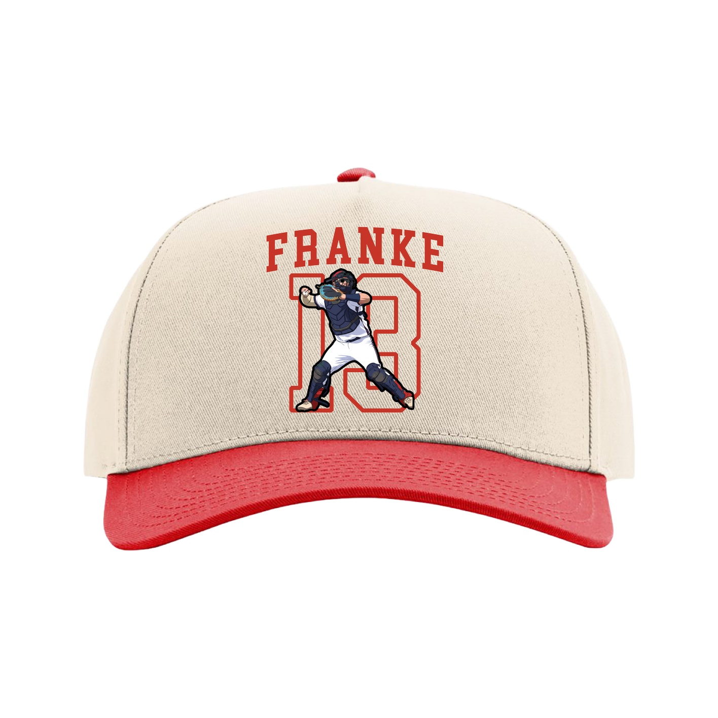 Full Fabric Five-Panel Champ Cap — Shirsey in Cream/Red