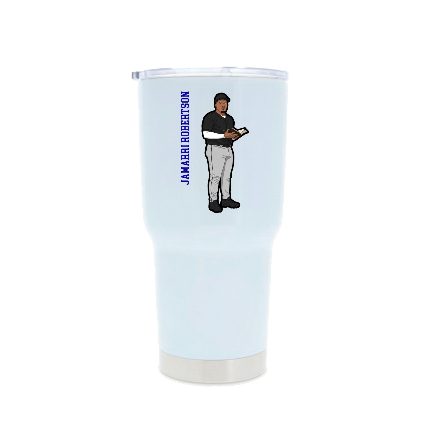 30oz Stainless Steel Tumbler — Name Vertical in White