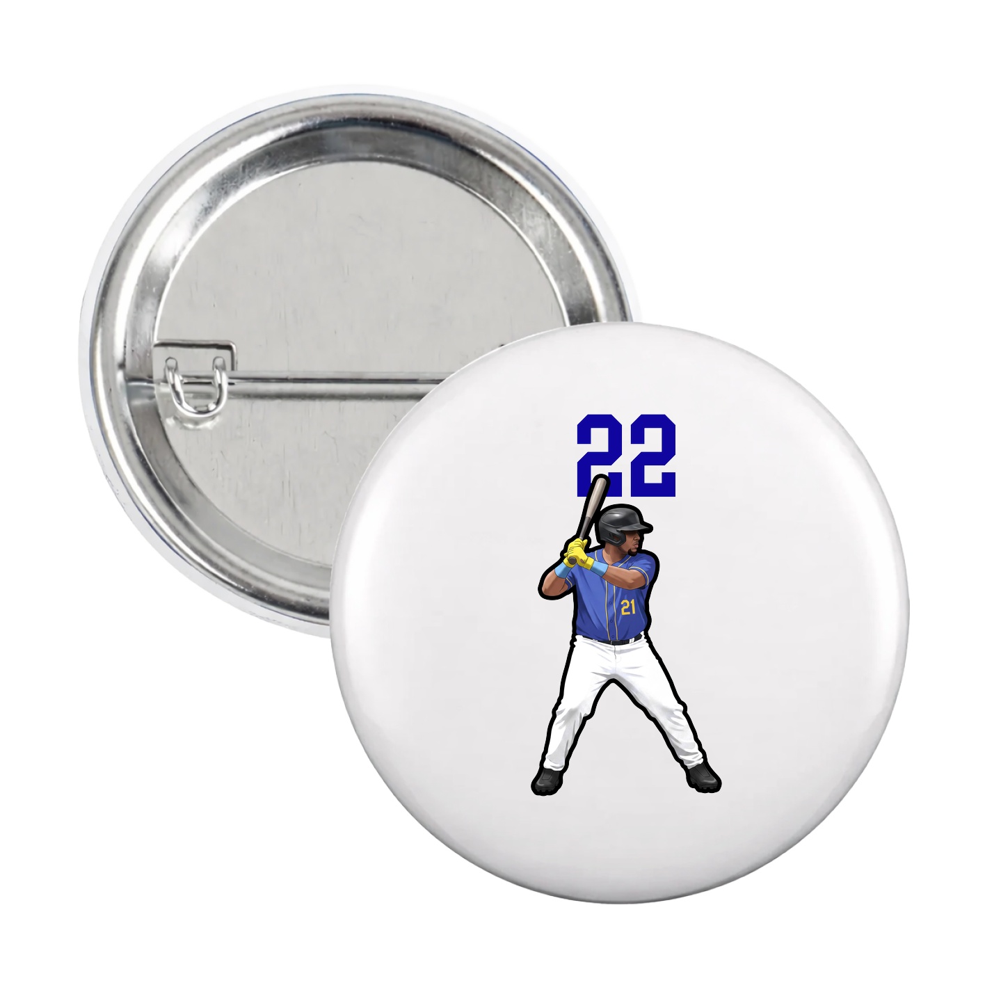 Game Day Button — Number Top in White