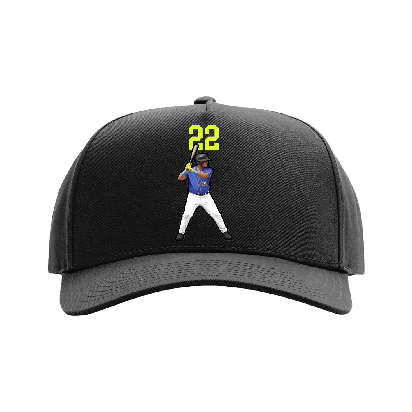Full Fabric Five-Panel Champ Cap — Number Top in Black
