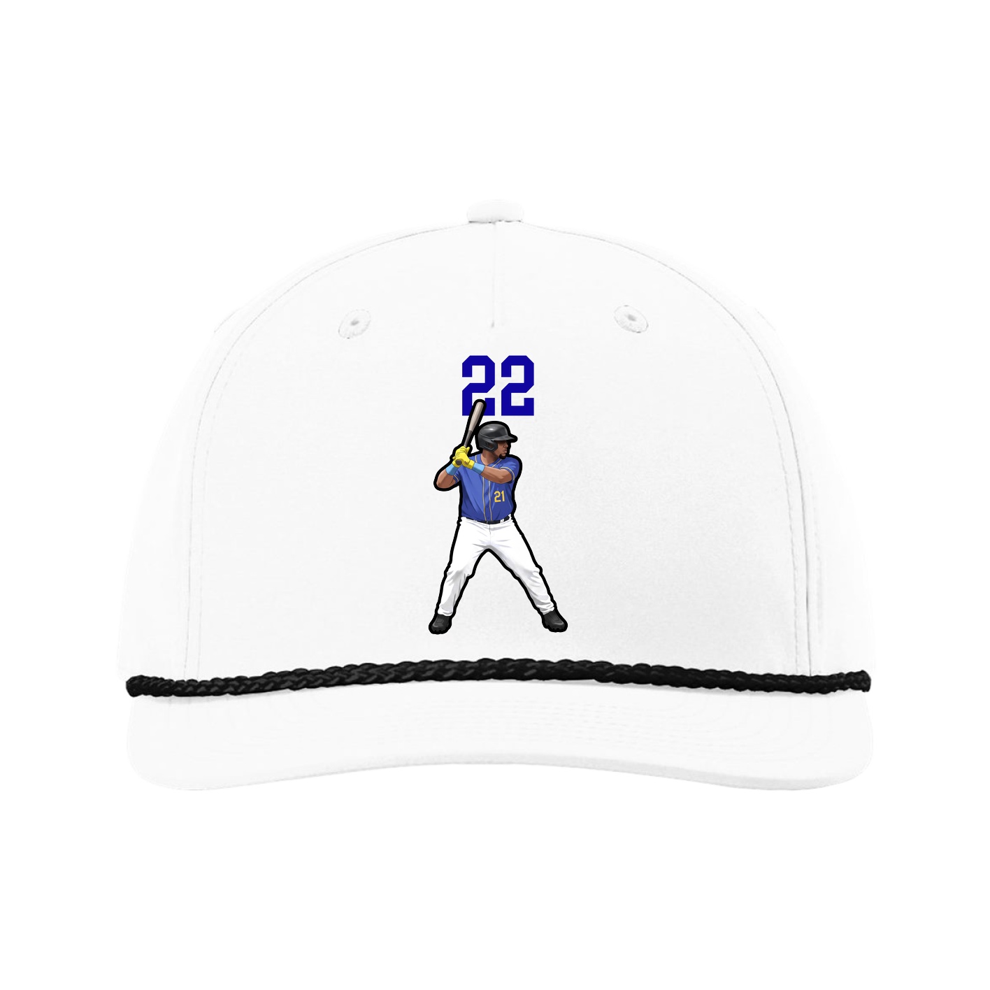 Five-Panel Classic Rope Cap — Number Top in White