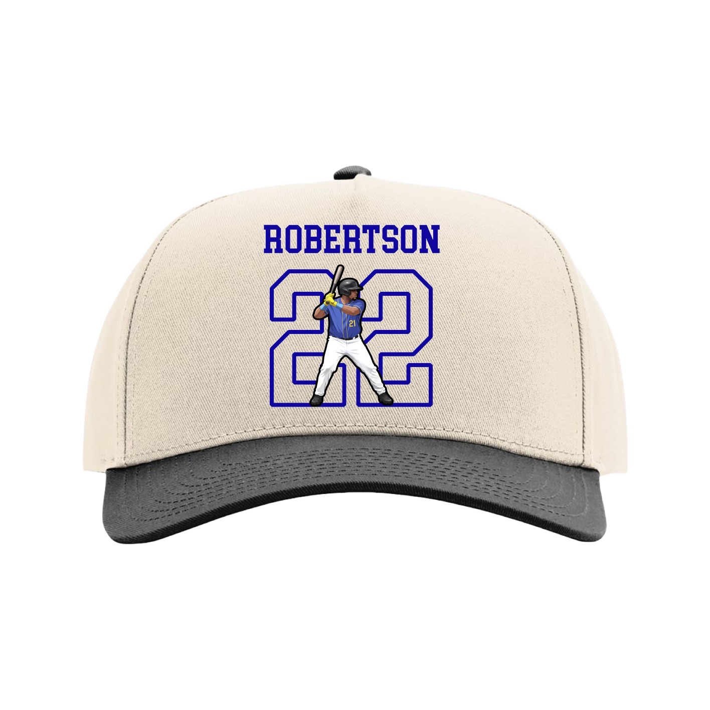 Full Fabric Five-Panel Champ Cap — Shirsey in Cream/Black