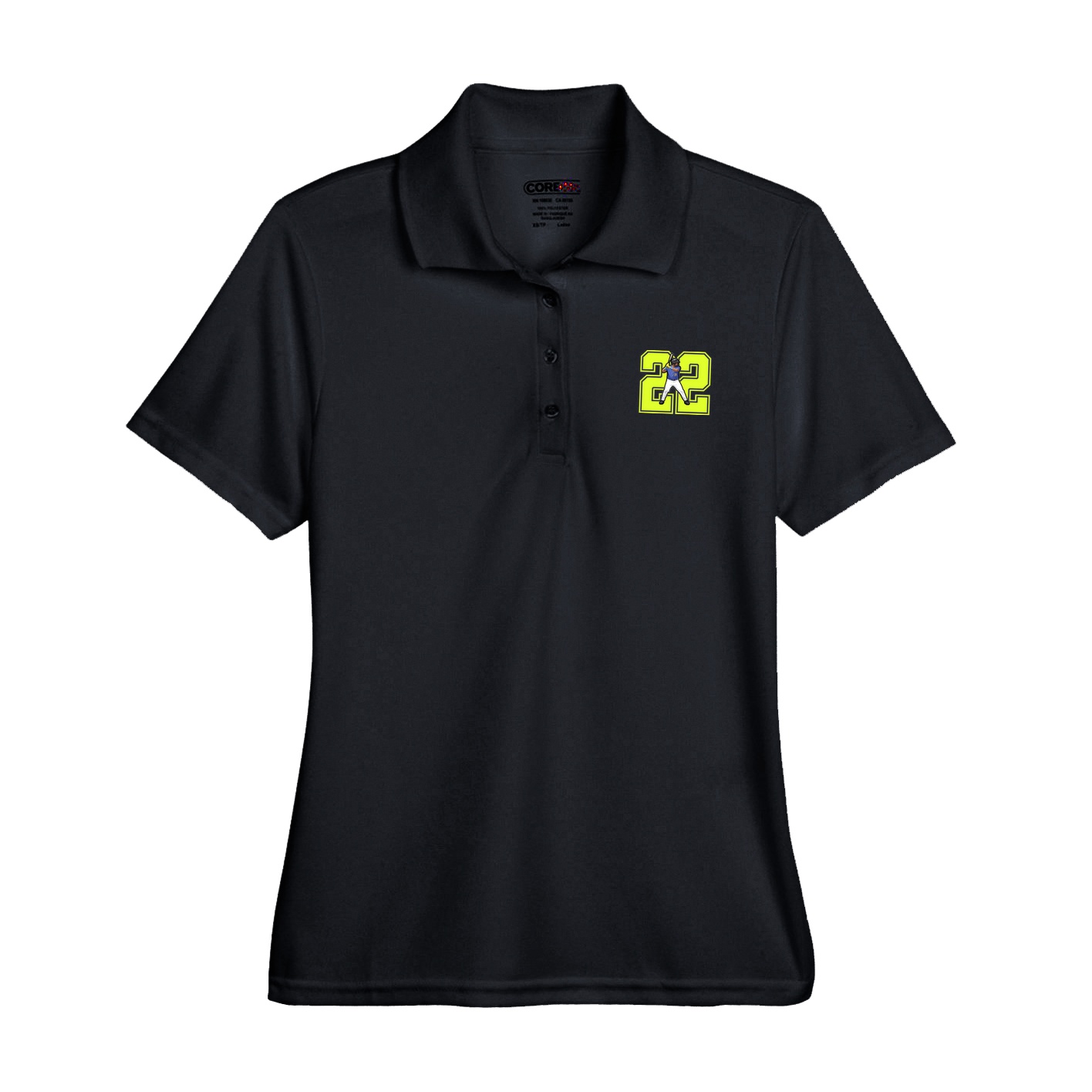 Womens Performance Polo — Number in Black