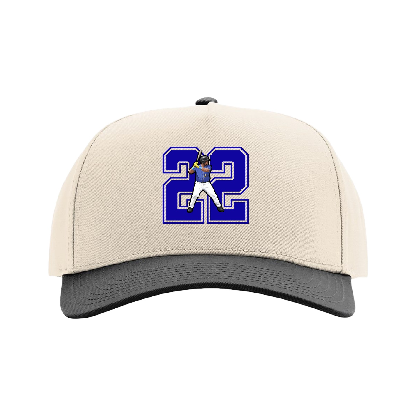 Full Fabric Five-Panel Champ Cap — Number in Cream/Black