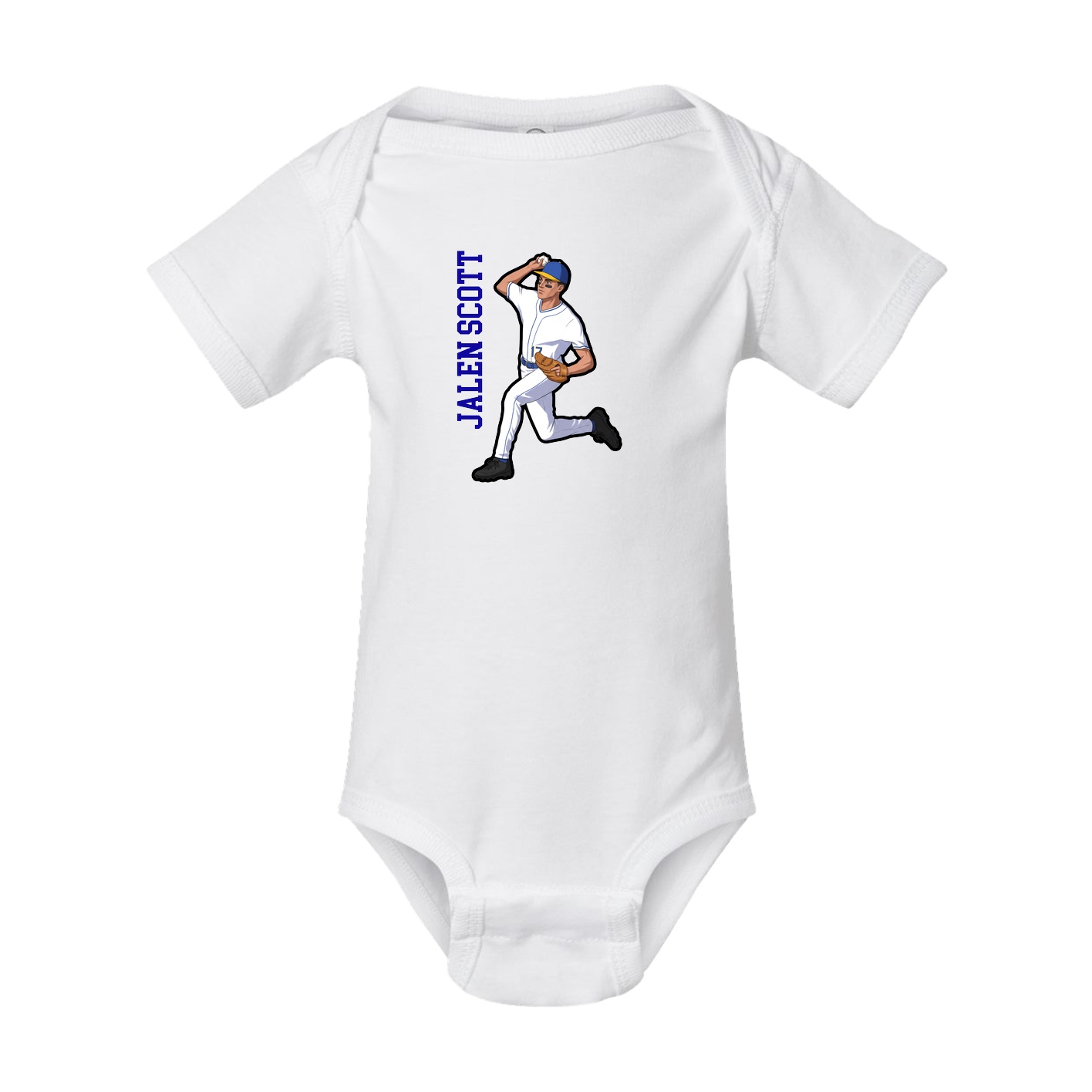 Baby Onesie — Name Vertical in White