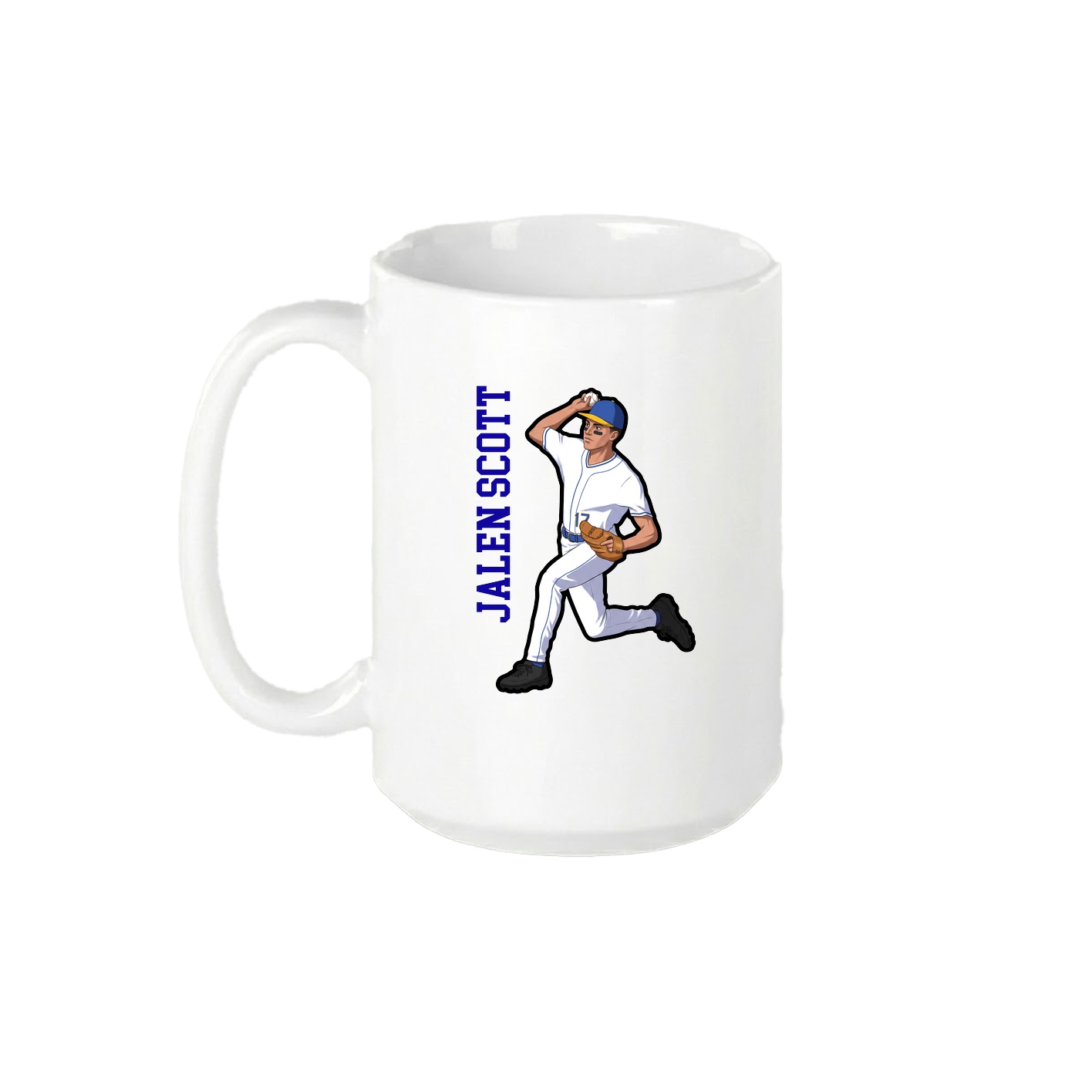 15oz Coffee Mug — Name Vertical in White