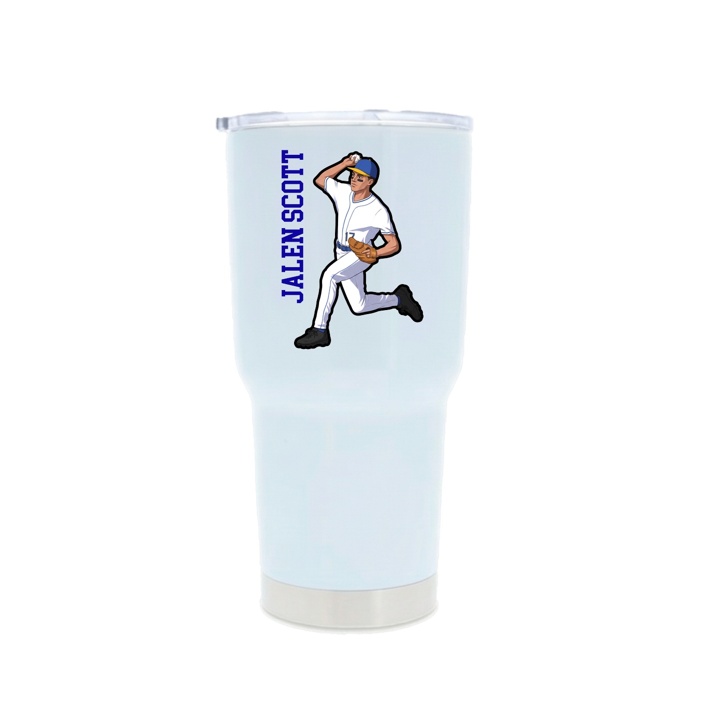 30oz Stainless Steel Tumbler — Name Vertical in White