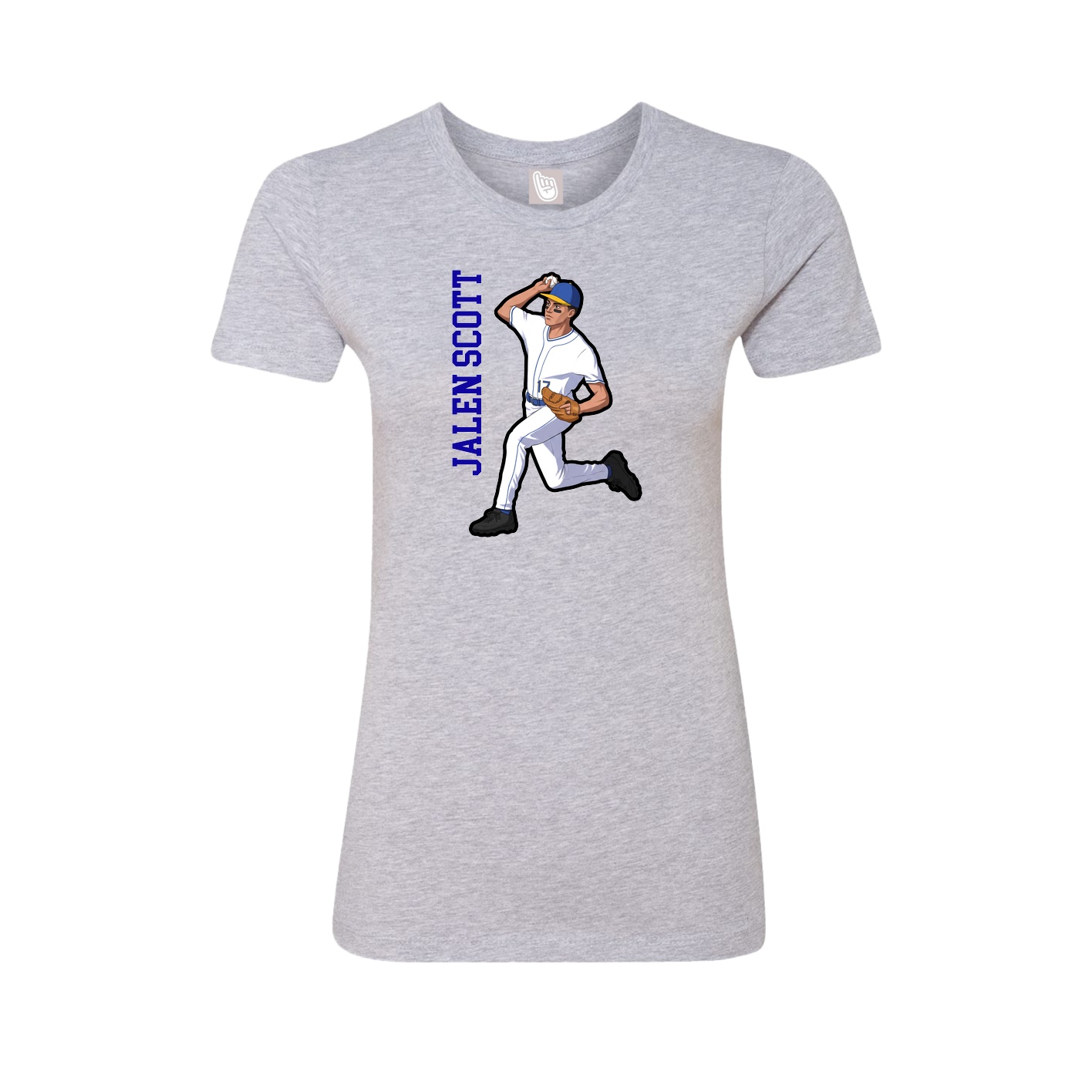 Fitted Women's Tee — Name Vertical in Grey