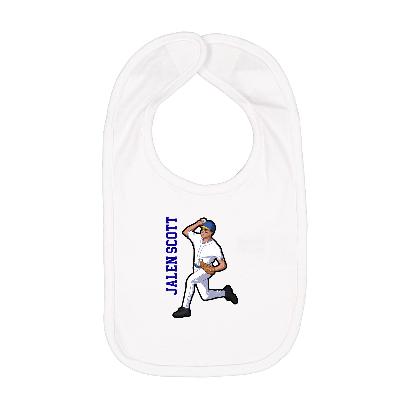 Infant Bib — Name Vertical in White