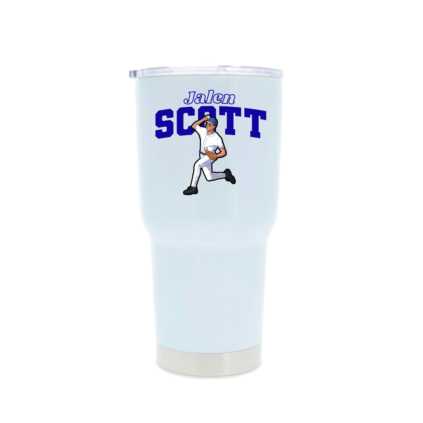 30oz Stainless Steel Tumbler — Name Arch in White