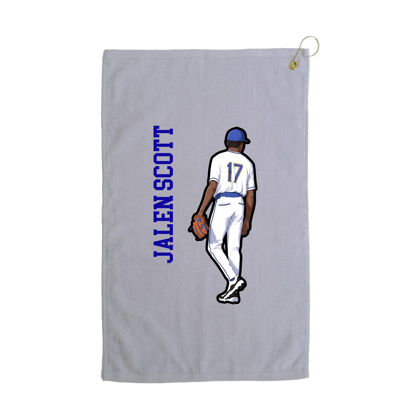 Golf Towel — Name Vertical in Grey