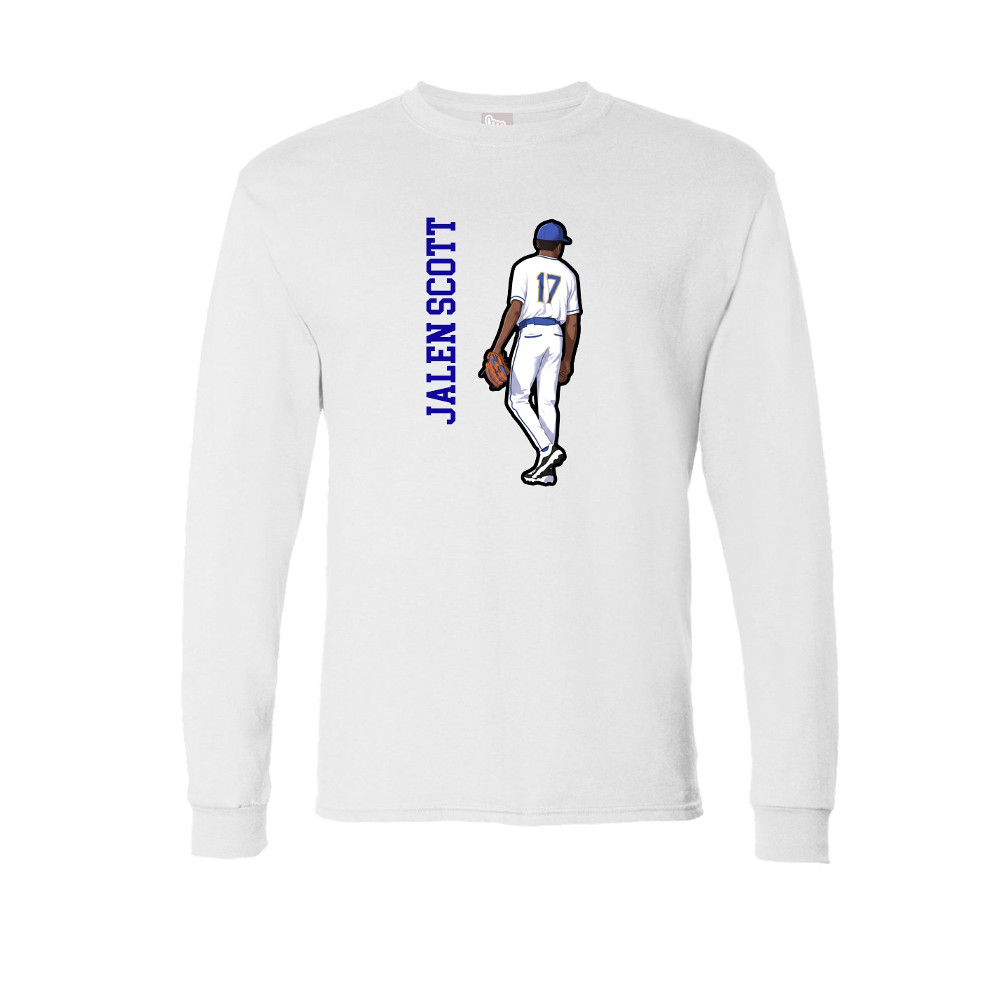 Long Sleeve Tee — Name Vertical in White