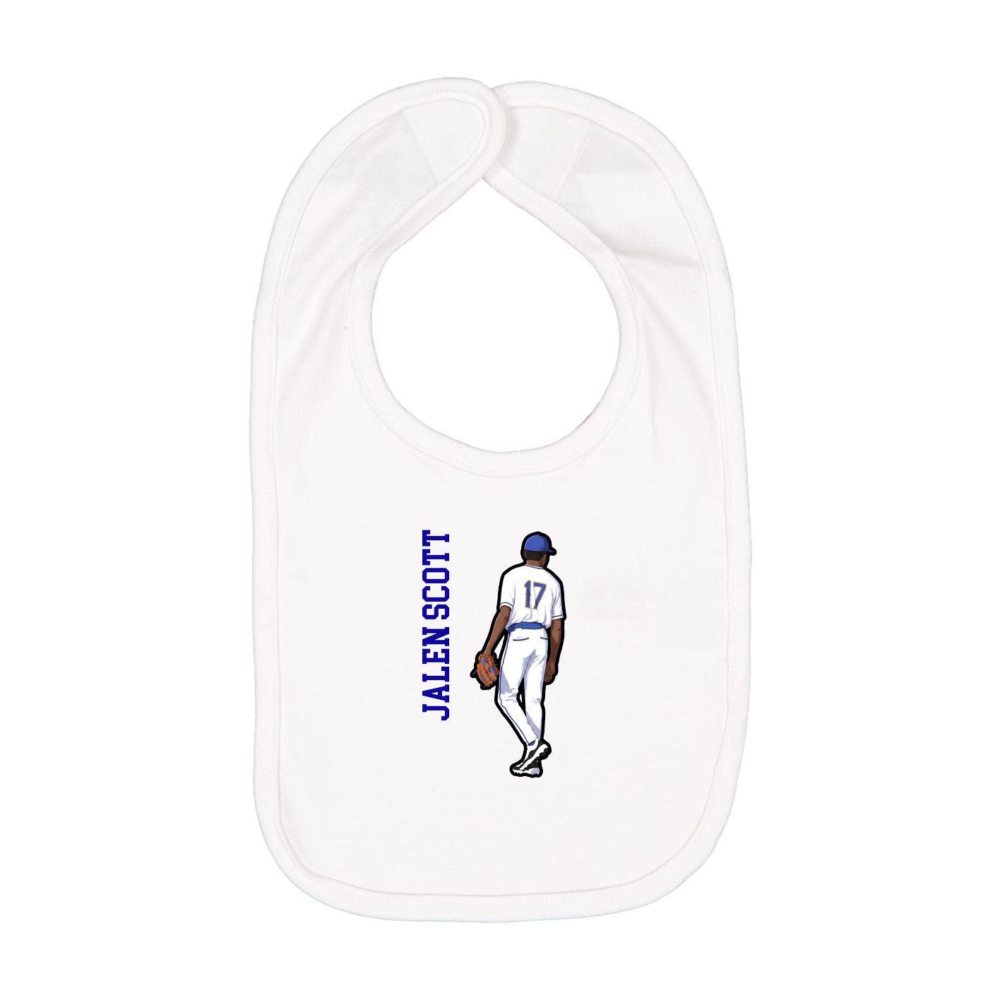 Infant Bib — Name Vertical in White