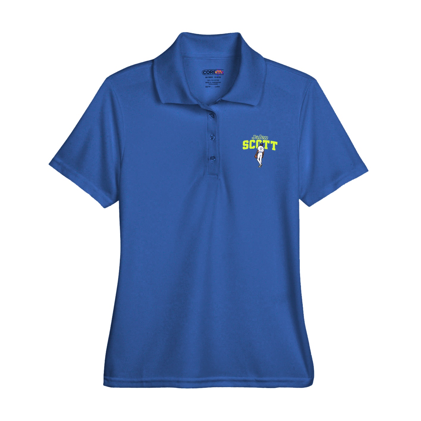 Womens Performance Polo — Name Arch in Royal