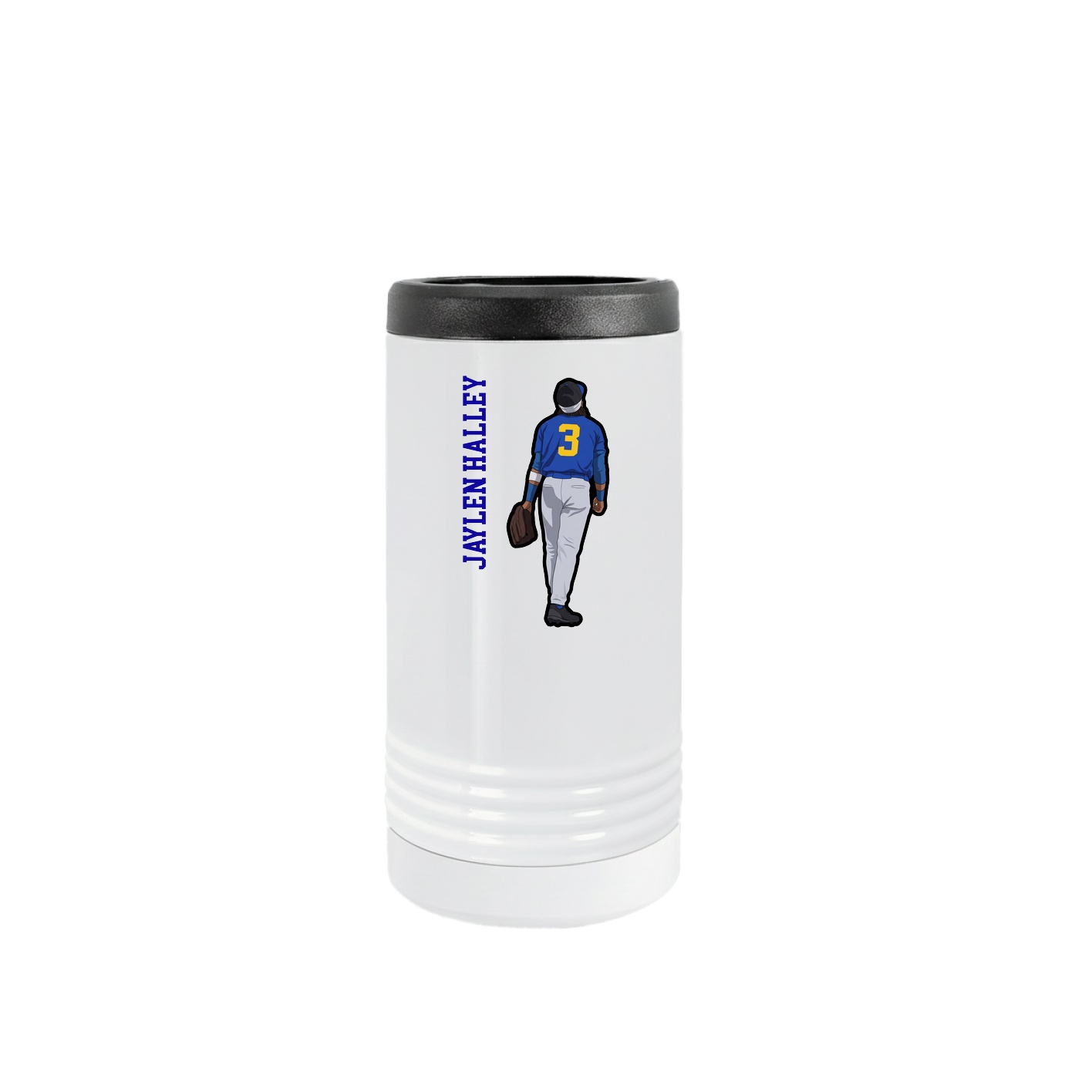 Slim Beverage Holder — Name Vertical in White