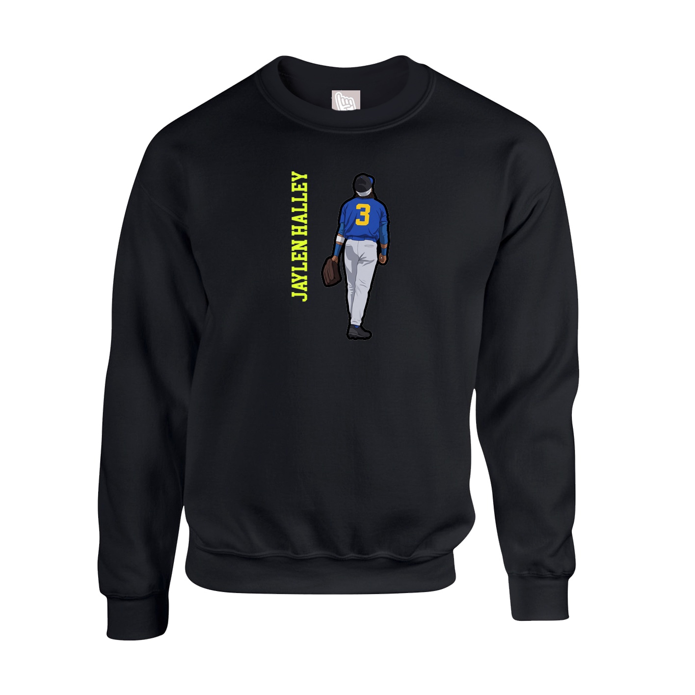 Fleece Crew — Name Vertical in Black