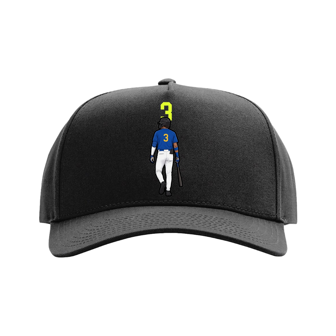 Full Fabric Five-Panel Champ Cap — Number Top in Black