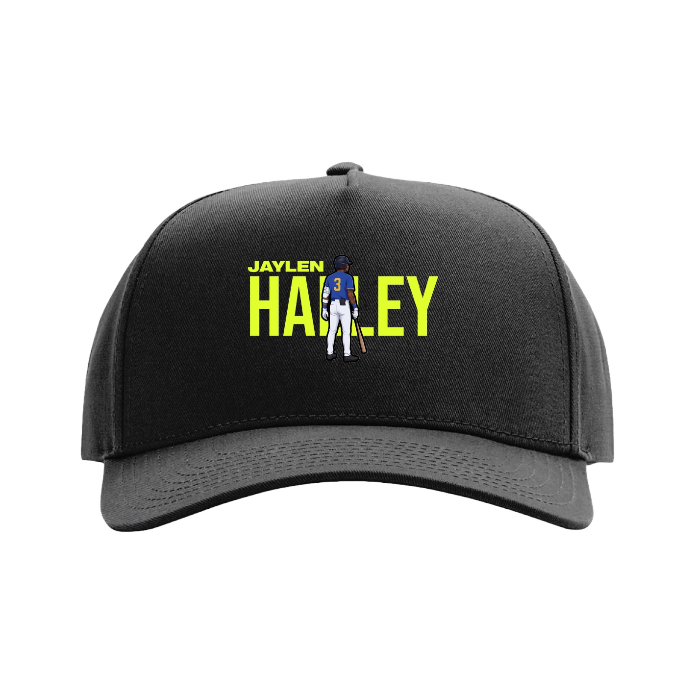 Full Fabric Five-Panel Champ Cap — Player Name in Black