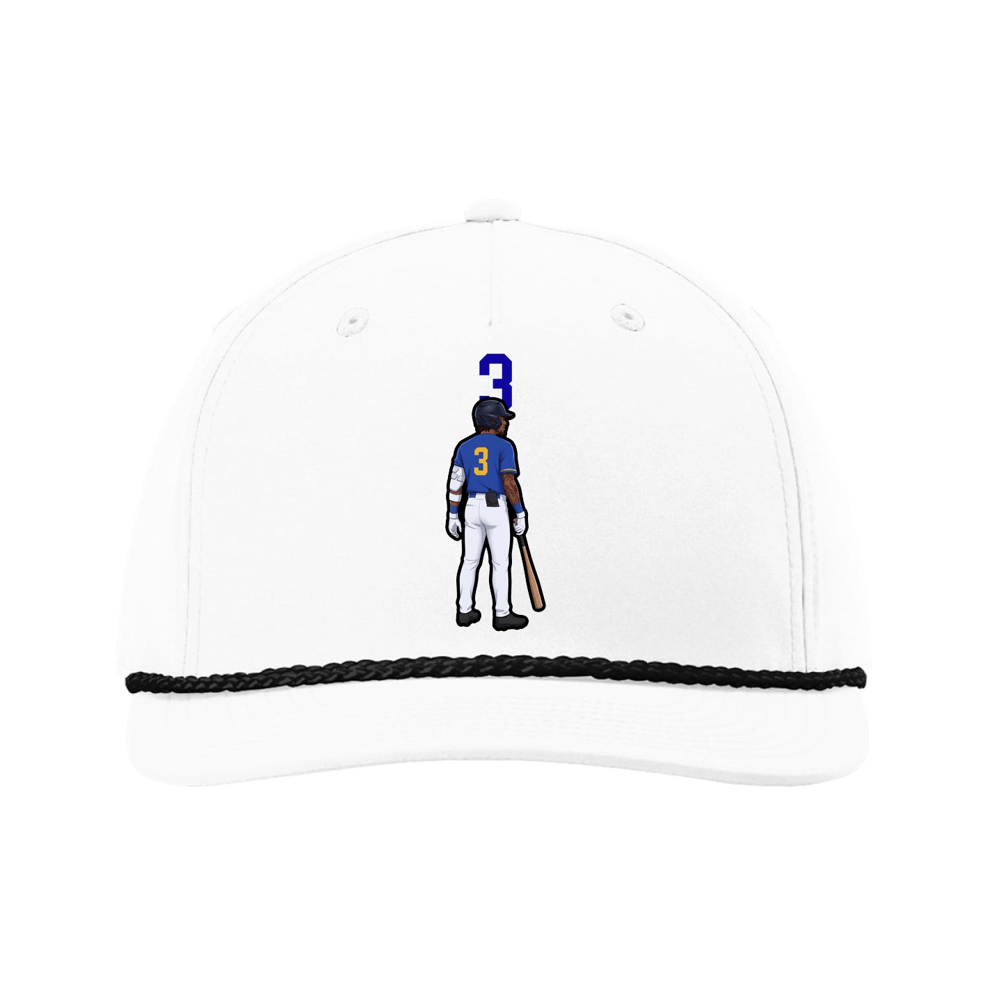 Five-Panel Classic Rope Cap — Number Top in White