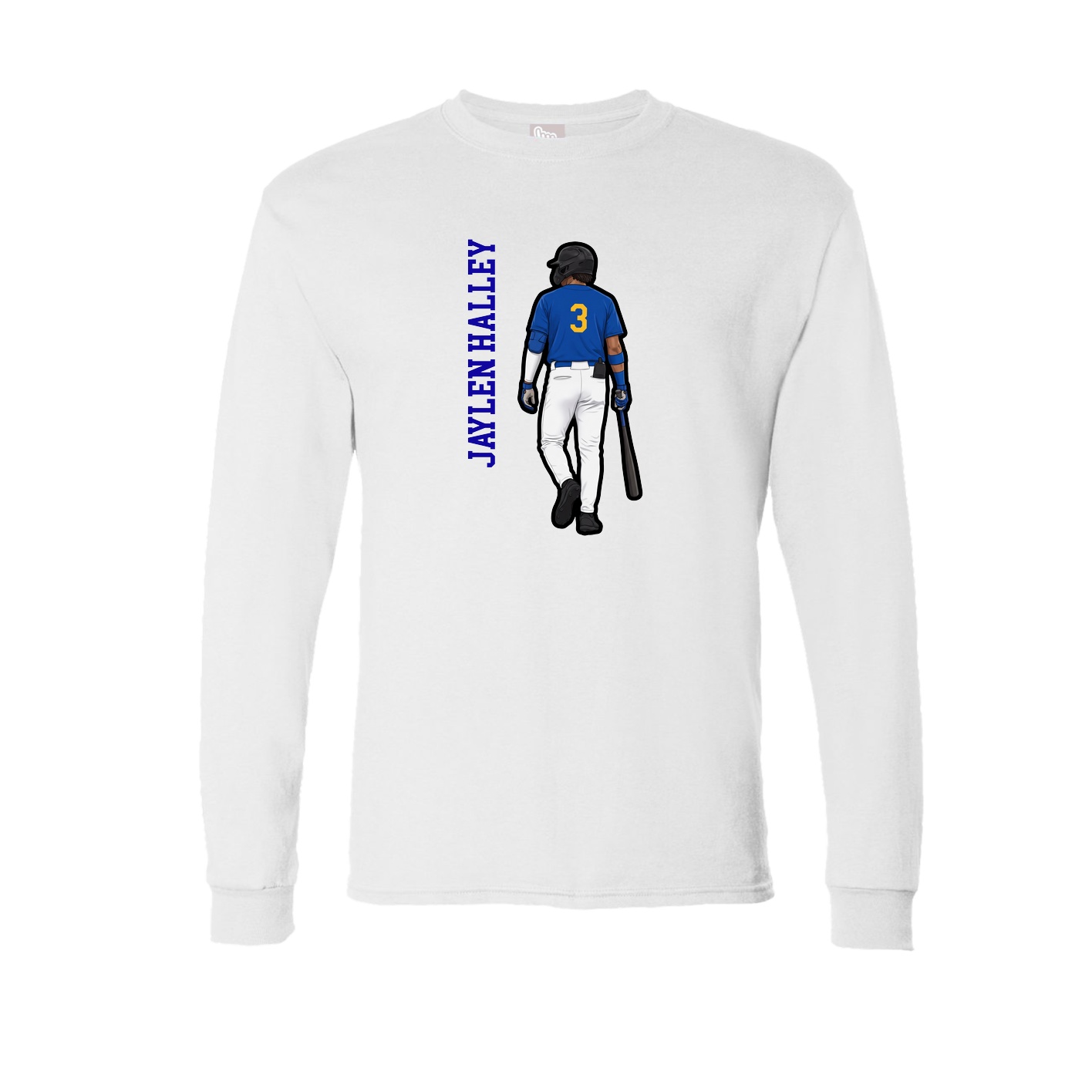 Long Sleeve Tee — Name Vertical in White