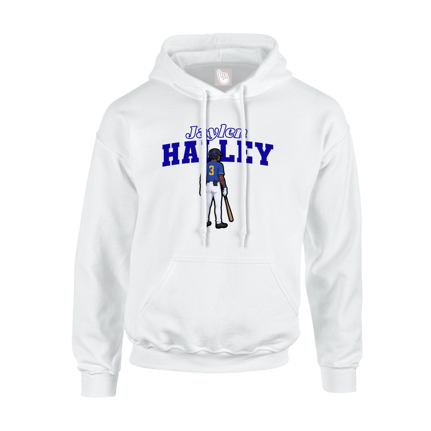 Youth Hoodie — Name Arch in White