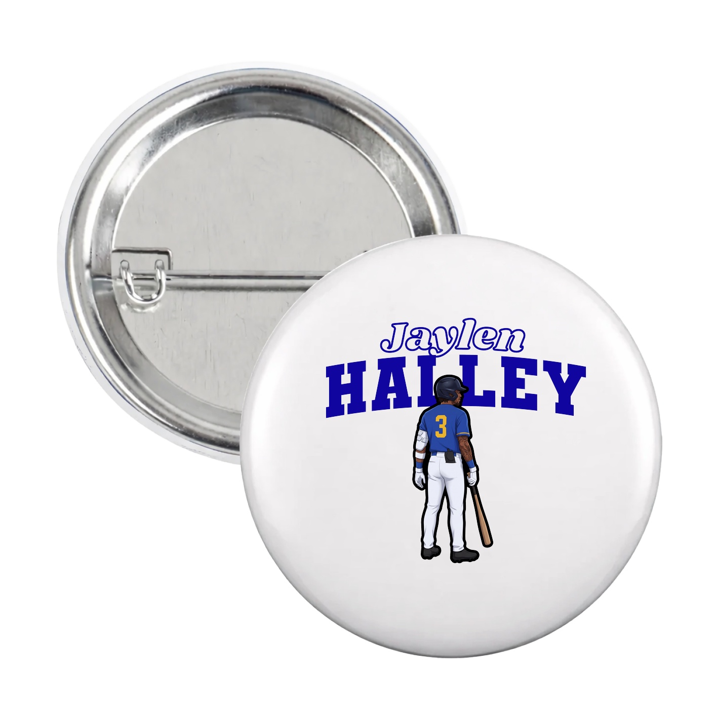 Game Day Button — Name Arch in White