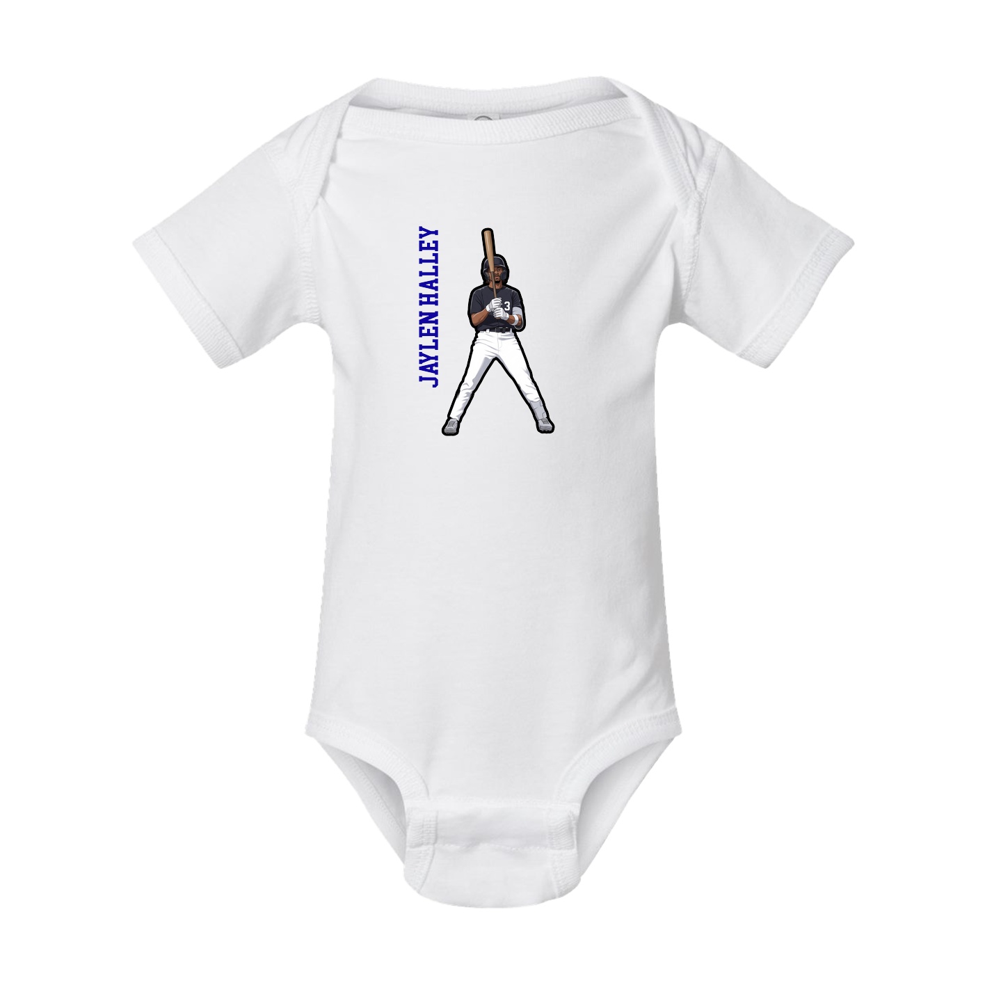 Baby Onesie — Name Vertical in White